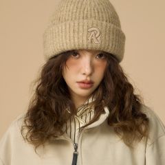 大头围羊毛混纺毛线帽子女秋冬季美式复古卡其色保暖护耳针织冷帽