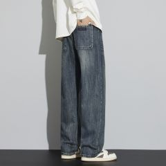 唐狮春秋季新款牛仔裤男宽松直筒复古潮流百搭宽松阔腿长裤