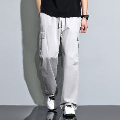 唐狮春季新款男宽松直筒阔腿裤简约工装裤大口袋休闲长裤子潮流