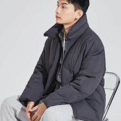 唐狮冬季新款棉衣男款立领宽松休闲棉服保暖防寒冬装外套黑色